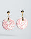 Gold ball-stud earrings with blush pink Talavera ceramic disc drops.