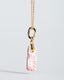 Gold chain necklace with hand‑painted blush pink Talavera rectangle ceramic tile pendant.