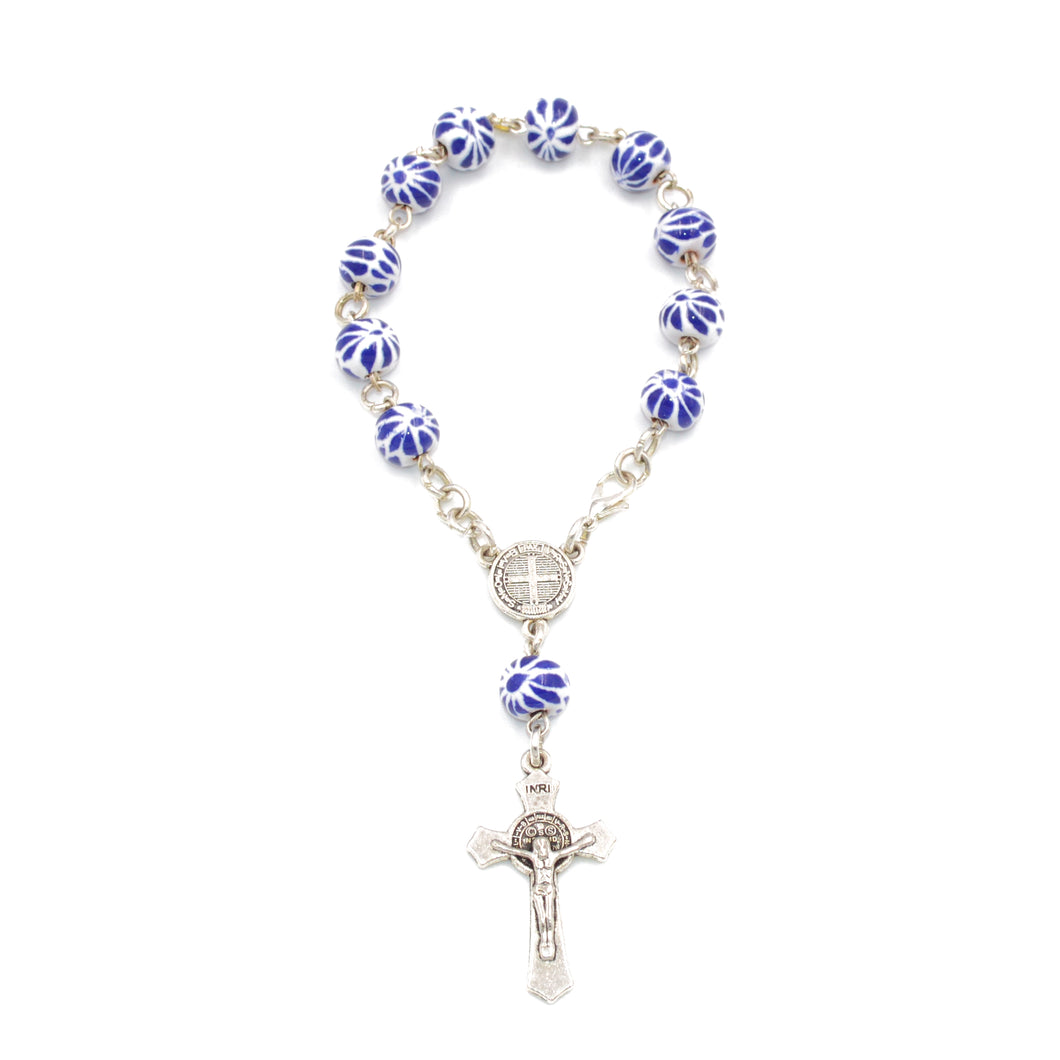 Talavera Silver Rosary Bracelet
