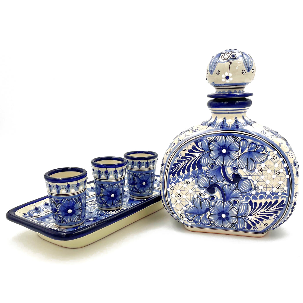 Blue Rose Decanter Set